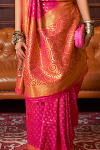 Pink Handloom Weaving Silk Saree_Kumari Sarees