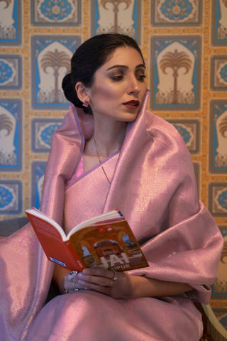 PINK KANJEEVARAM HANDLOOM SILK SAREE
