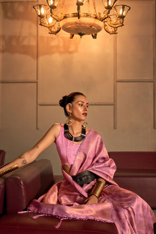 PINK KANJEEVARAM HANDLOOM SILK SAREE