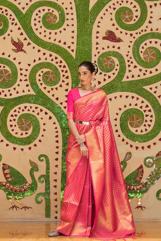 PINK KANJEEVARAM HANDLOOM SILK SAREE