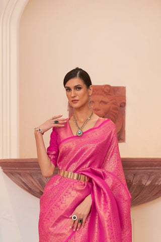 PINK KANJEEVARAM HANDLOOM SILK SAREE