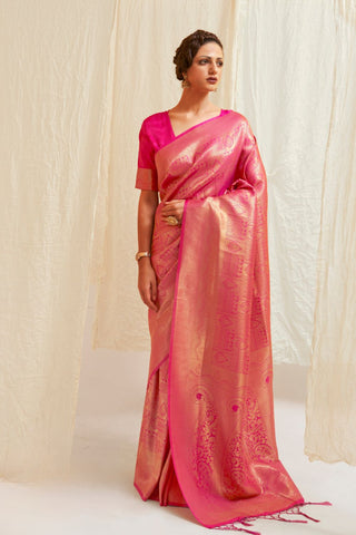 PINK KANJEEVARAM HANDLOOM SILK SAREE