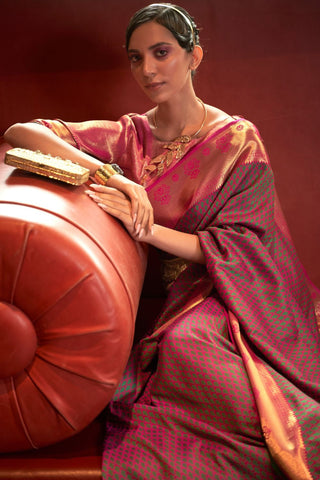 PINK KANJEEVARAM HANDLOOM SILK SAREE