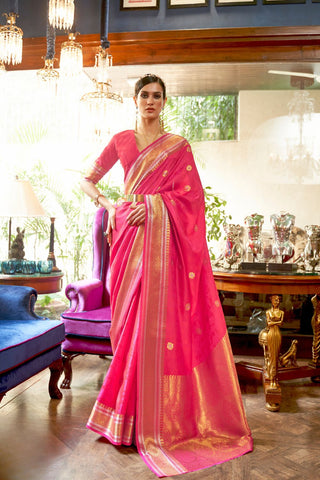 PINK KANJEEVARAM HANDLOOM SILK SAREE