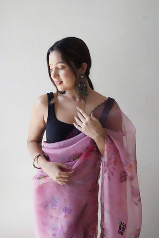 Pink Organza Silk Saree_Kumari Sarees
