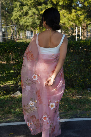Pink Organza Silk Saree_Kumari Sarees