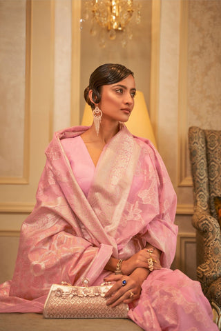 Pink Modal Handloom Weaving Saree_Kumari Sarees