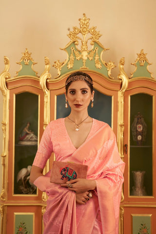 PINK KANJEEVARAM HANDLOOM SILK SAREE