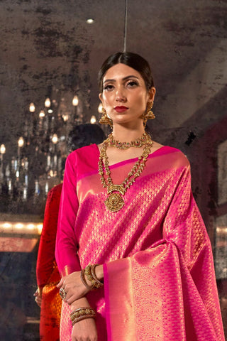 PINK KANJEEVARAM HANDLOOM SILK SAREE