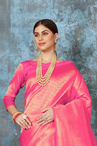 PINK KANJEEVARAM HANDLOOM SILK SAREE