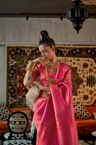 BABY PINK KANJEEVARAM HANDLOOM SILK SAREE