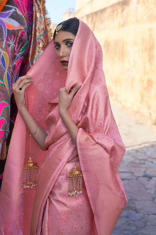 PINK KANJEEVARAM HANDLOOM SILK SAREE
