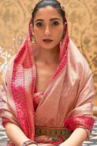 Pink Handloom Weaving Silk Saree_Kumari Sarees