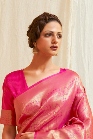 PINK KANJEEVARAM HANDLOOM SILK SAREE