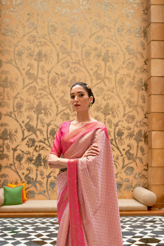 Pink Handloom Weaving Silk Saree_Kumari Sarees