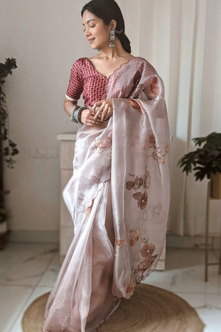 Pink Organza Saree_Kumari Sarees