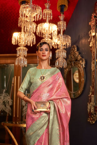 Pink Handloom Weaving Silk Saree_Kumari Sarees