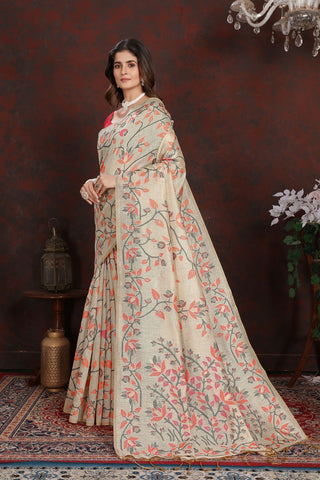 Pink Pure Jamdani Mulmul Cotton Saree_Kumari Sarees