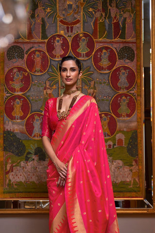 Pink Handloom Weaving Silk Saree_Kumari Sarees