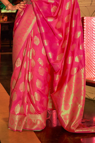 Pink Handloom Weaving Silk Saree_Kumari Sarees