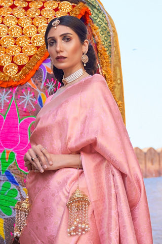 PINK KANJEEVARAM HANDLOOM SILK SAREE