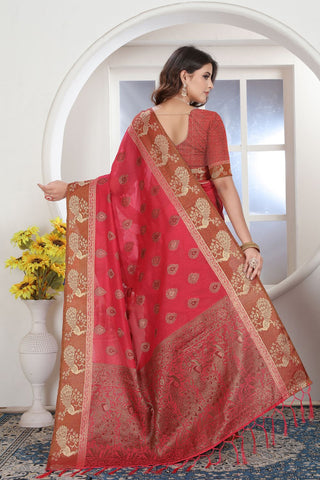 Pink Chanderi Cotton Saree_Kumari Sarees