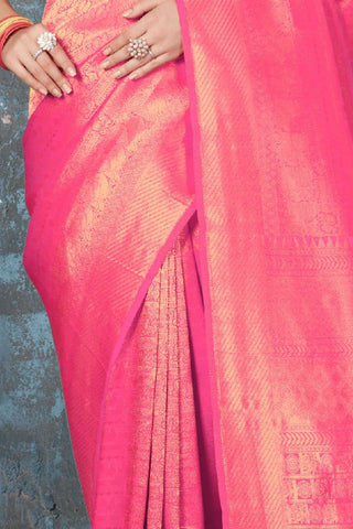 PINK KANJEEVARAM HANDLOOM SILK SAREE