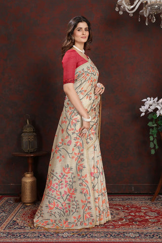 Pink Pure Jamdani Mulmul Cotton Saree_Kumari Sarees