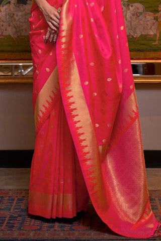 Pink Handloom Weaving Silk Saree_Kumari Sarees