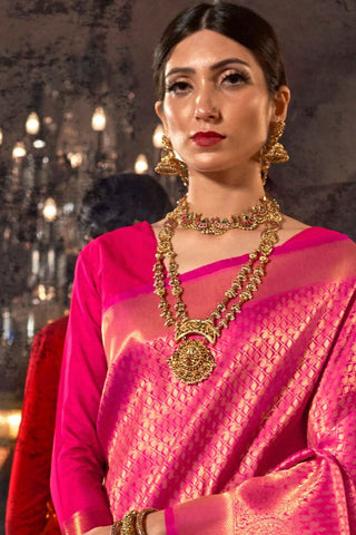 PINK KANJEEVARAM HANDLOOM SILK SAREE