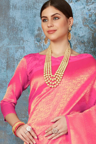 PINK KANJEEVARAM HANDLOOM SILK SAREE