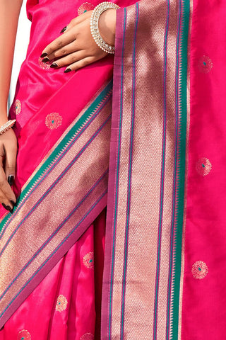 Pink Soft Peshwai Paithani Silk Saree_Kumari Sarees