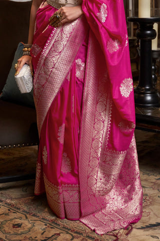 PINK PURE GEOGETTE NYLON WEAVING SAREE