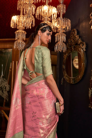 Pink Handloom Weaving Silk Saree_Kumari Sarees