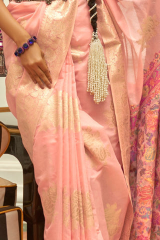 PINK MODAL WEAVING KASHMIRI SILK SAREE