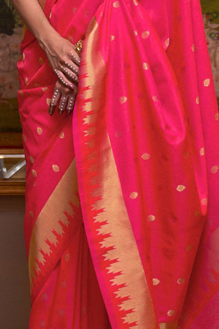 Pink Handloom Weaving Silk Saree_Kumari Sarees