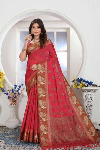 Pink Chanderi Cotton Saree_Kumari Sarees