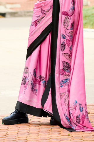 Pink Satin Silk Saree_Kumari Sarees