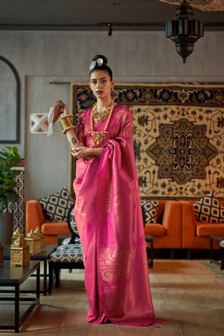 BABY PINK KANJEEVARAM HANDLOOM SILK SAREE