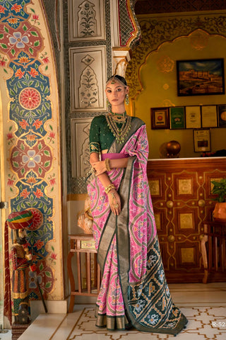 Pink Banarasi Patola Silk Saree