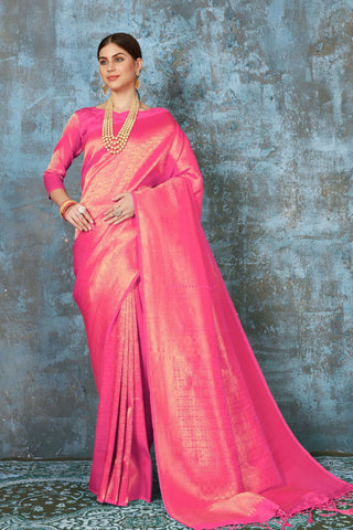 PINK KANJEEVARAM HANDLOOM SILK SAREE