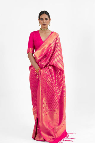 PINK KANJEEVARAM HANDLOOM SILK SAREE