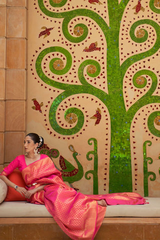 PINK KANJEEVARAM HANDLOOM SILK SAREE