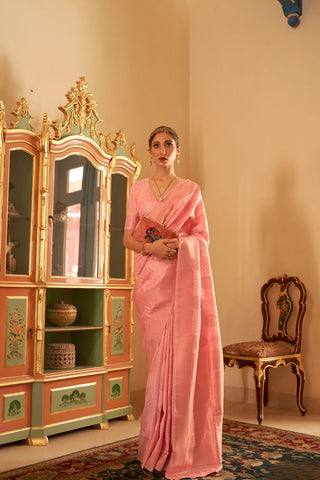 PINK KANJEEVARAM HANDLOOM SILK SAREE