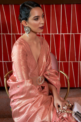 Pink Handloom Weaving Silk Saree_kumari Sarees