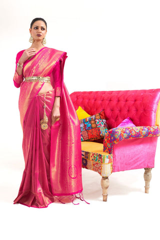 PINK KANJEEVARAM HANDLOOM SILK SAREE