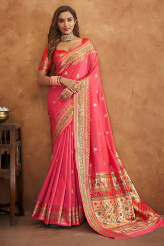 Pink Banarasi Soft Silk Saree_Kumari Sarees