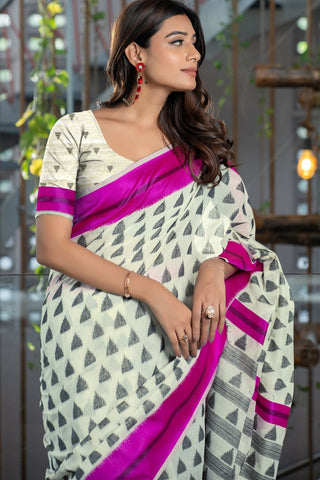 Pink Soft Cotton Handloom Saree_Kumari Sarees