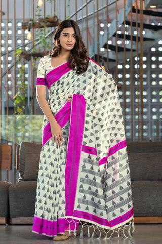 Pink Soft Cotton Handloom Saree_Kumari Sarees