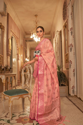 Pink Handloom Weaving Silk Saree_Kumari Sarees